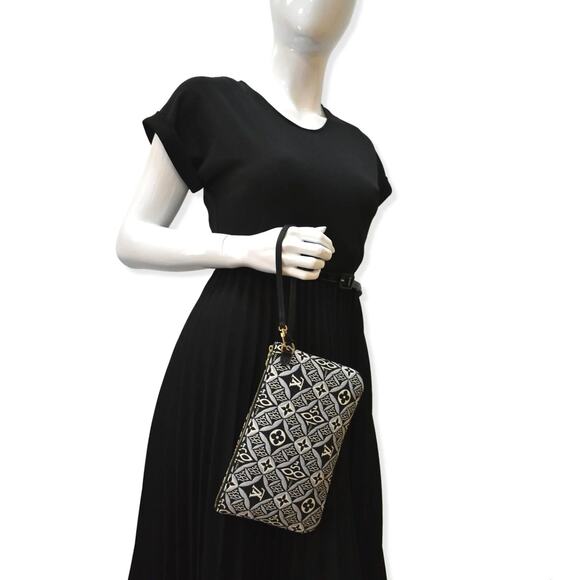 Louis Vuitton Pochette Bag Jacquard Since 1854 Monogram Neverfull clutch B&W LV - Picture 2 of 11